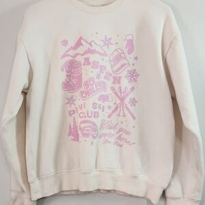 Victoria's Secret Cream Sweatshirt with Pink Graphics